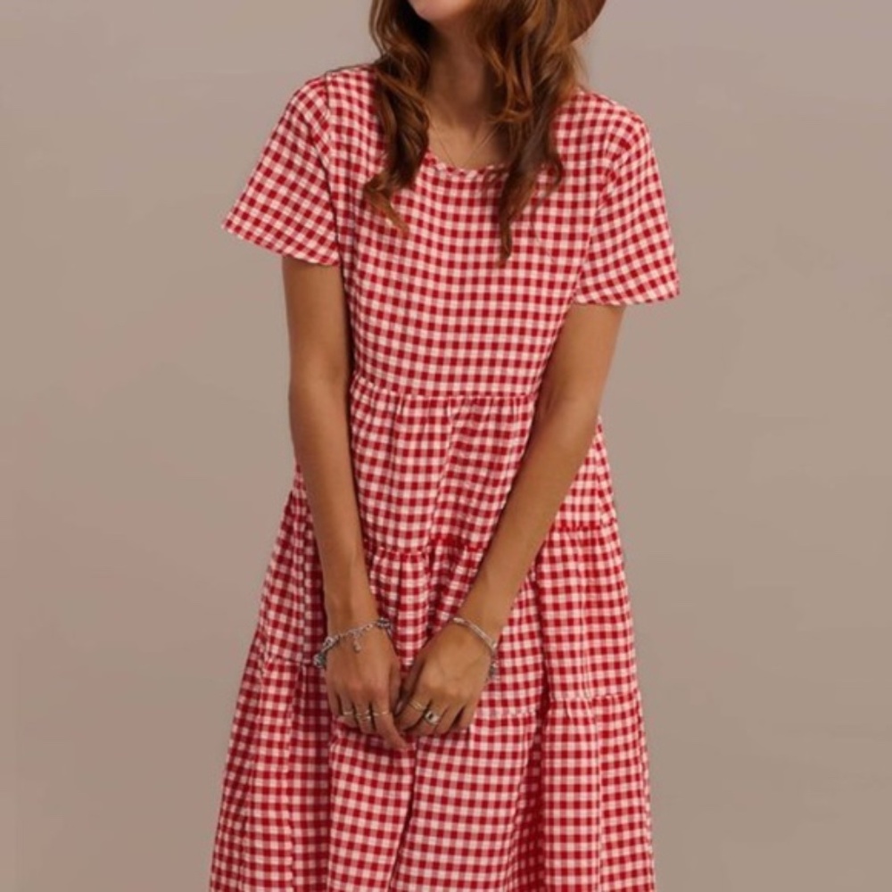 Darling Gingham Tiered Dress!